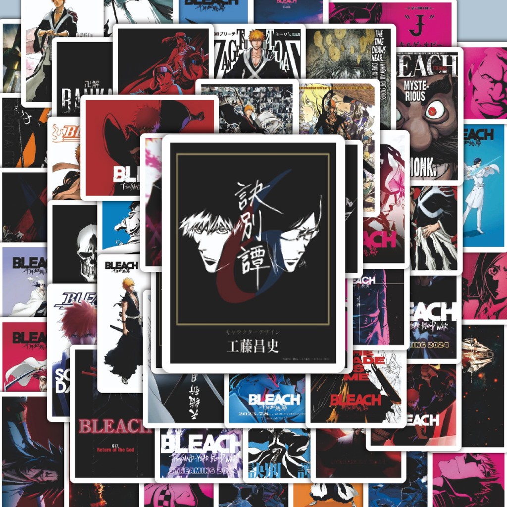 

100PCS Lucu Stiker Anime Bleach : Thousand Year v3 Stiker Aesthetic Stiker Anti Air Stikers Berperekat Waterproof sticker decal buat Motor Helm Buku Journal Koper Casing HP Laptop Botol Minum Hadiah anak