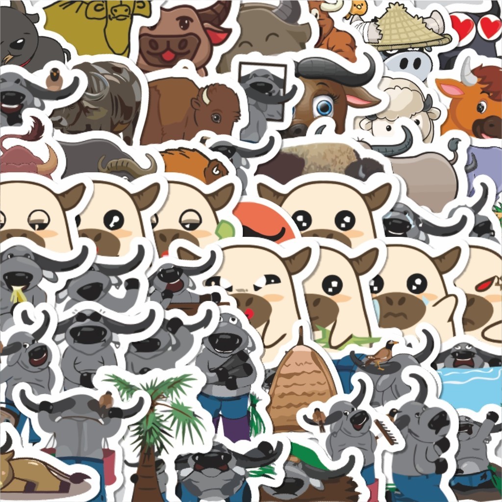 

Stiker Cutting Pack Stiker Hewan Kerbau Isi 100Pcs Series Aesthetic Lucu Keren Untuk Koper Bahan Vynil