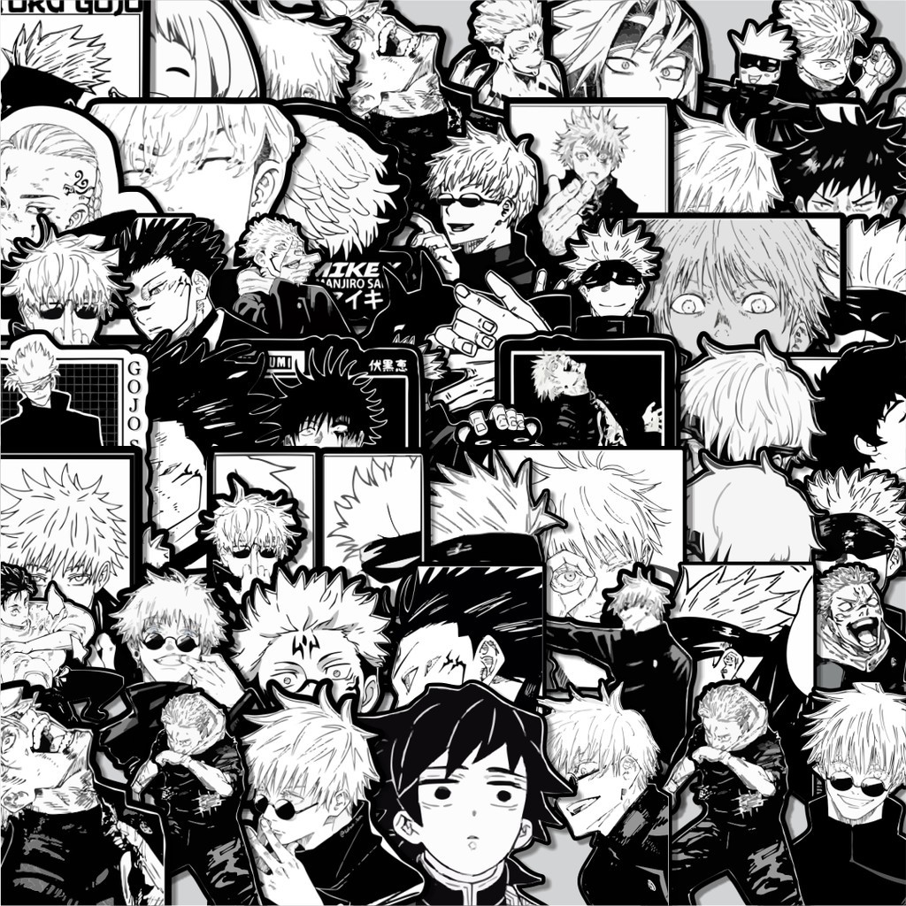 

Stiker Cutting Pack Stiker Anime Jujutsu Kaisen Black & White Isi 100Pcs Series Aesthetic Lucu Keren Untuk Koper Bahan Vynil