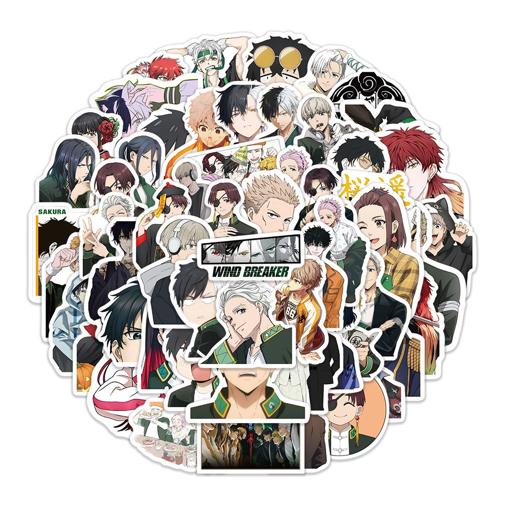 

10/60PCS Japan Anime Wind Breaker Sticker Cartoon Cool Graffiti Decorative Decal DIY Water Cup Guitar Laptop Skateboard Bike