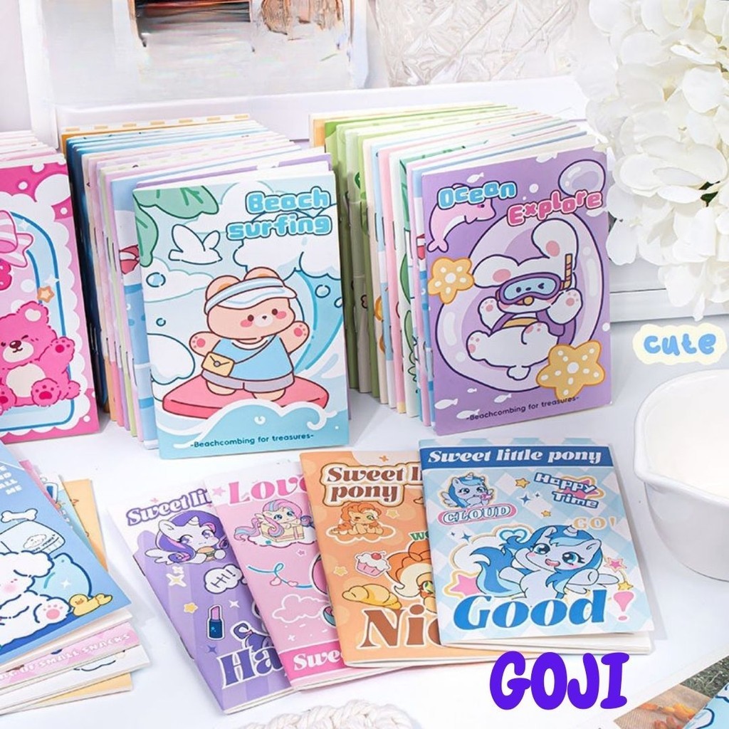 

GOJI Buku Tulis Mini Notebook Isi 16 Lembar Art Carton Lucu Notepad Memo Books Karakter Kartun MO