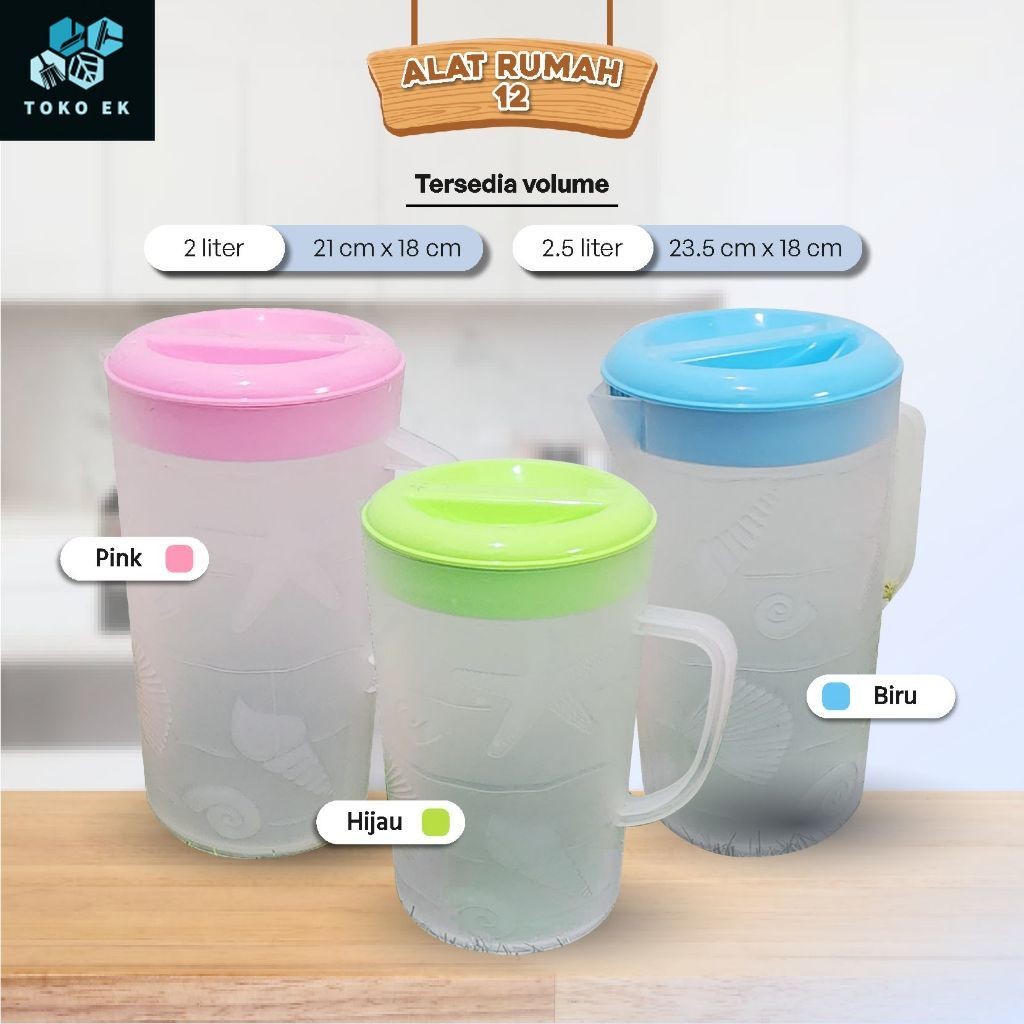

EK Teko Air Minum Bahan Plastik Tahan Panas Kapasitas 2,5 Liter Varian Warna Pink Biru Orange Hijau Ungu