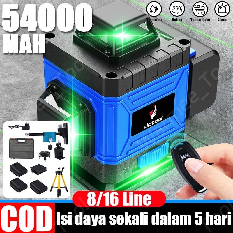Warmee Waterpass Laser Multifungsi 8 Line 59000MAH Laser Tukang Bangunan 12 Line Laser Level 16 Line