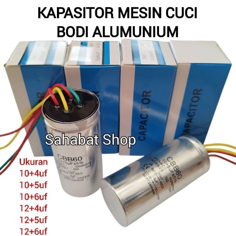 KAPASITOR MESIN CUCI 2TABUNG 4KABEL UNIVERSAL SEMUA MERK SANYO SHARP SANKEN POLYTRON DLL