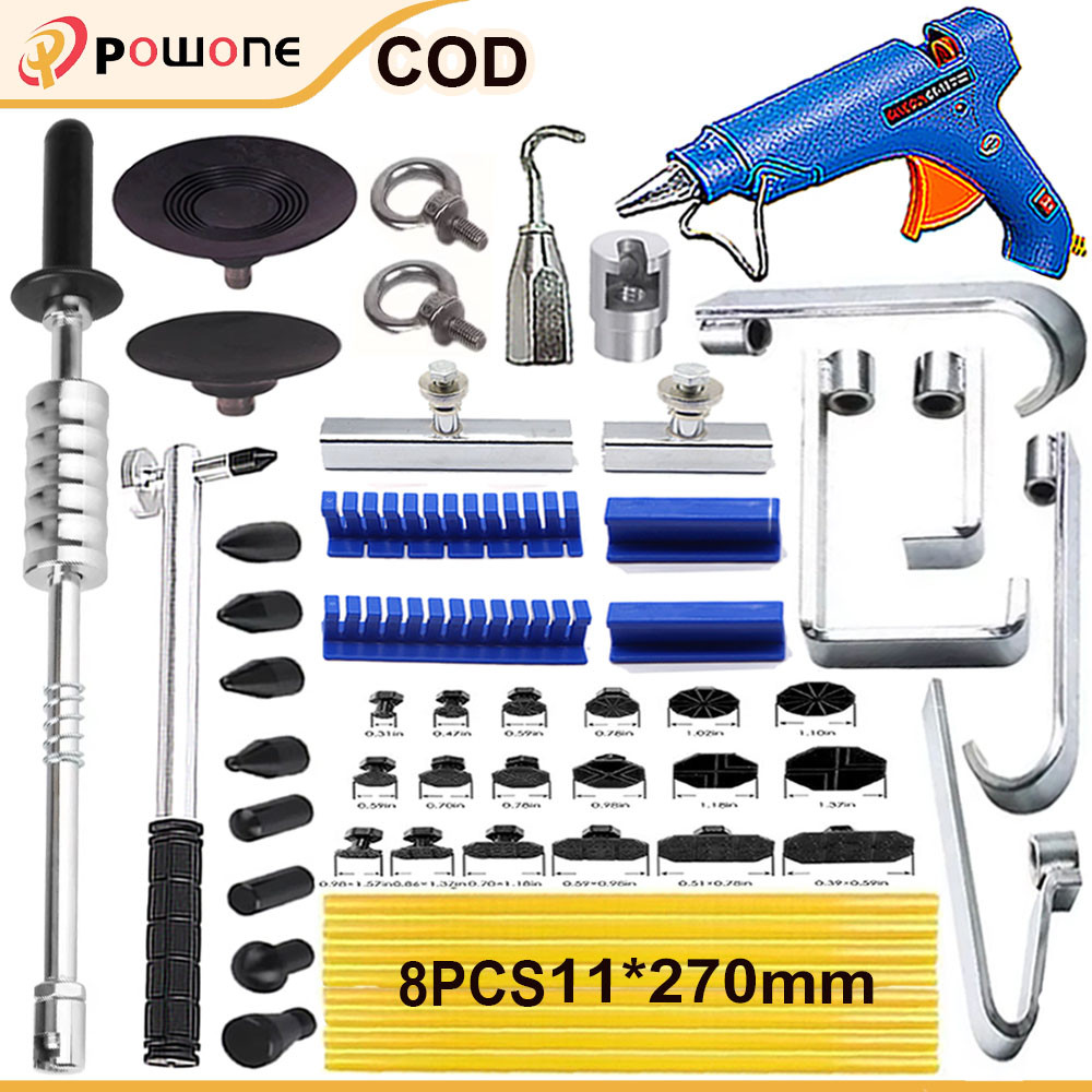 Kit Perbaikan Penyok Mobil 100W Lem Pistol Tab Bawah Pena Penarik Tonjolan Penghilang Tonjolan Keran