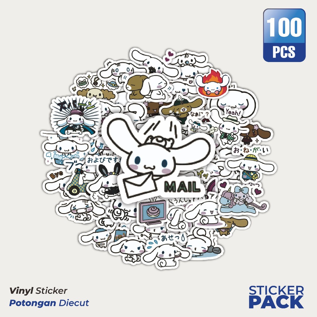 

MURAH 100 PCS Stiker Kartun Cinnamoroll Waterproof Aesthetic- Untuk Laptop, Motor, dan Helm - Paper Stationery Pack