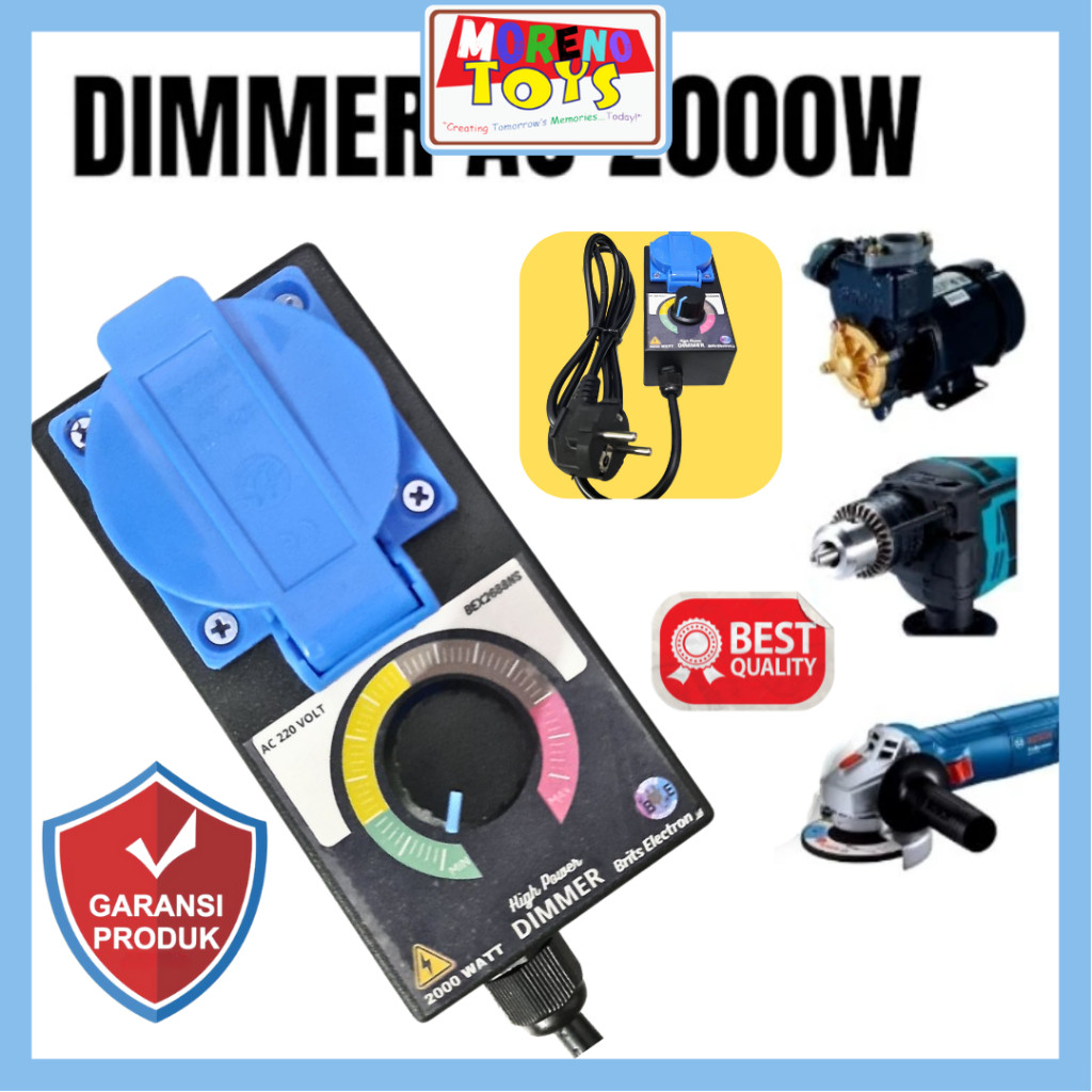 Dimmer AC 2000Watt Pengatur Kecepatan Gerinda Mesin Bor Dinamo Bohlam Pompa Dimmer SCR Berkualitas