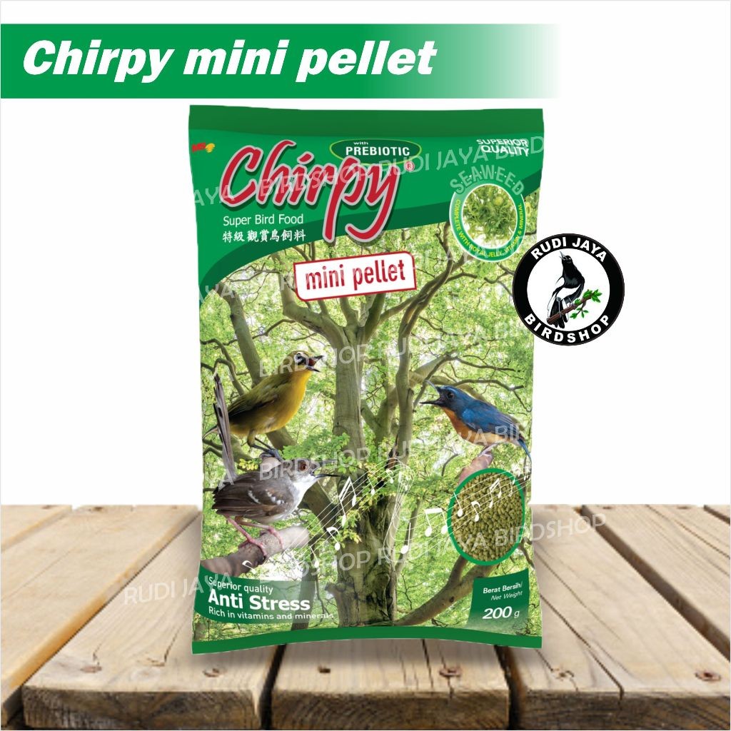 SEDIA CHIRPY MINI PELET PLECI KECIL 1 SACHET HIJAU RUMPUT LAUT PAKAN BURUNG PLECI TLEDEKAN GLATIK