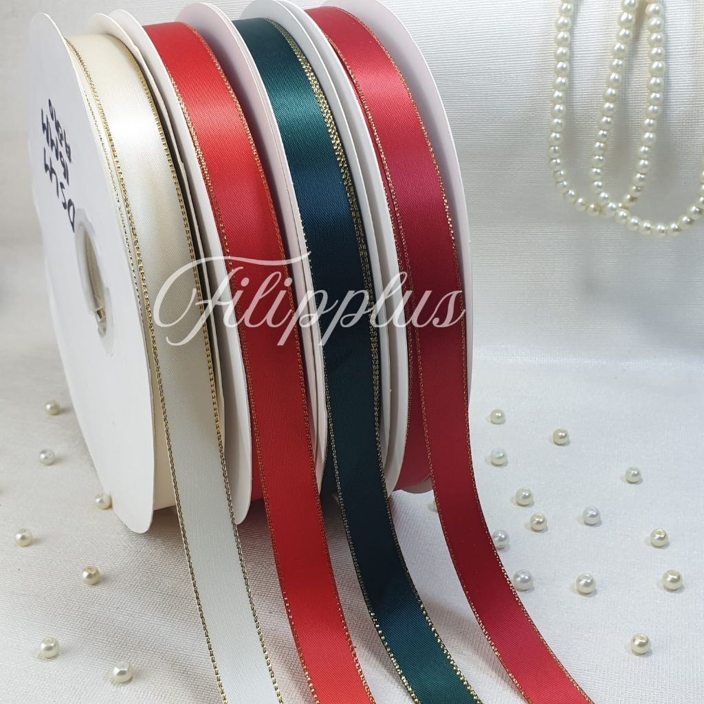 

1 Yard - 1.6 Cm Double Satin List Emas / Satin List Emas 1.6 Cm | Pita Double Satin List Emas