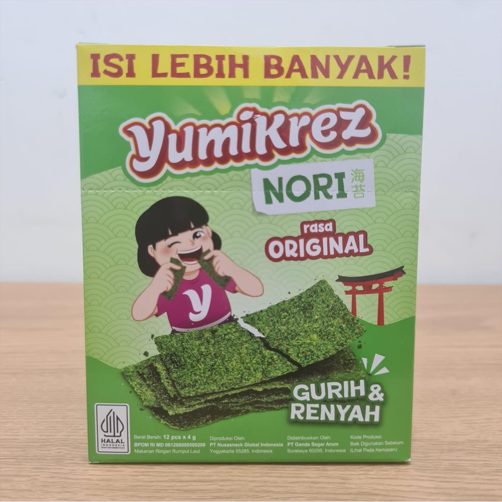 

Yumikrez - Nori Seaweed Rasa Original ( Box isi 12pc x 4g ) Rumput Laut Krispi Gurih dan Renyah