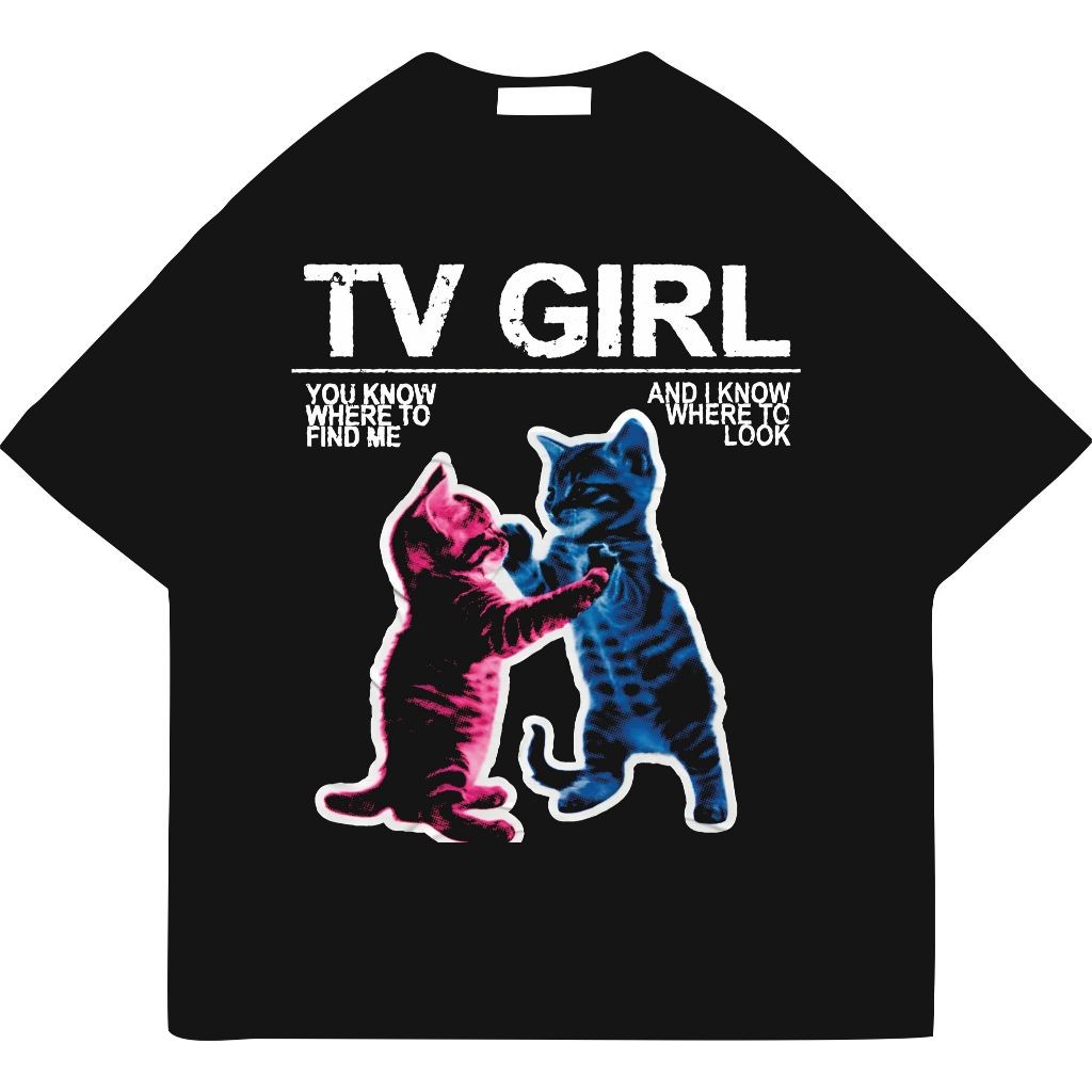 Kaos Band Musik TV GIRL Hitam Dewasa