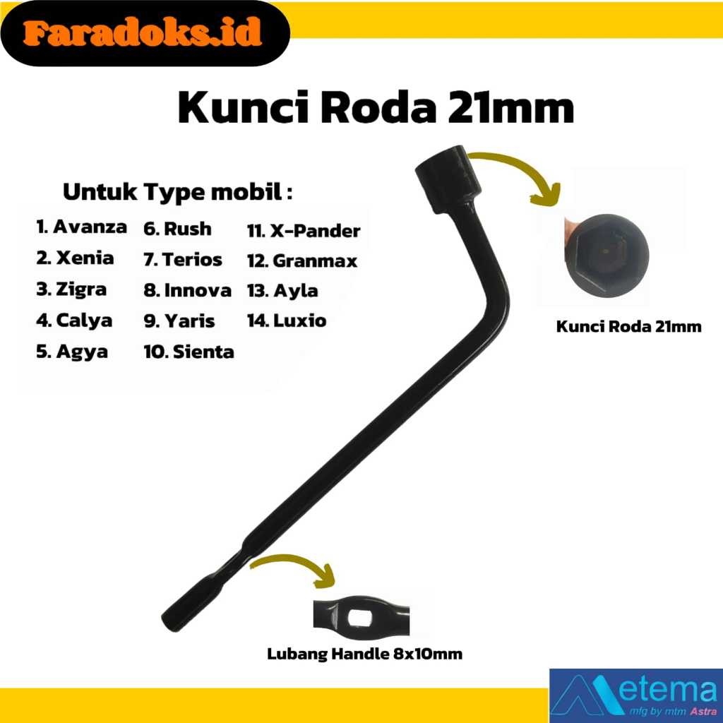 KUNCI RODA MOBIL 21 MM 100% ORIGINAL, KUNCI RODA L BERKUALITS MOBIL AVANZA/XENIA/AGYACO