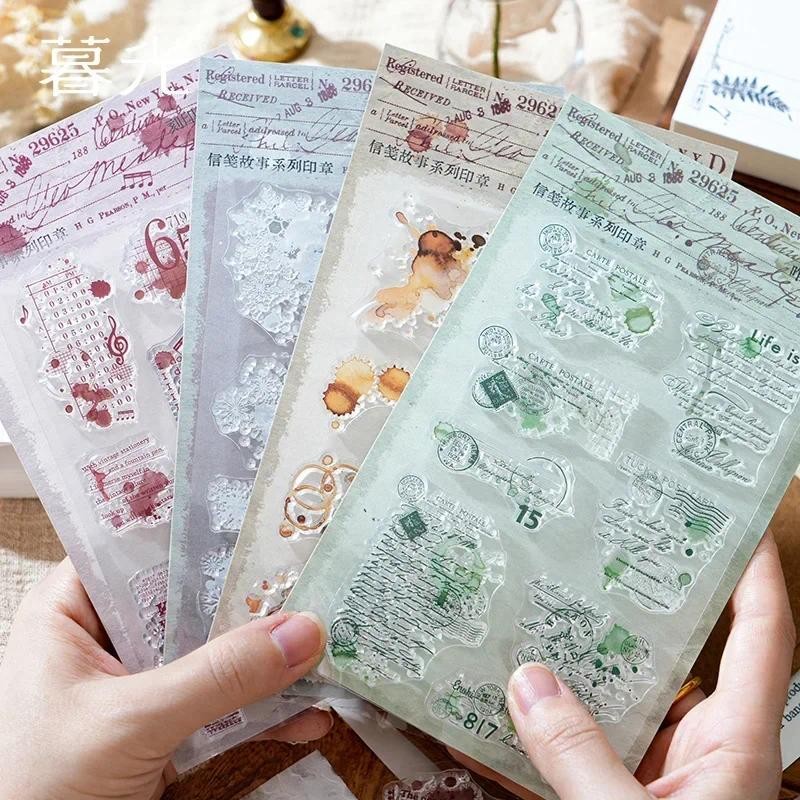 

1Pack set vintage silicone stamps letterhead story printing Background Assorted Stamp handbook Supplies Scrapbook 208*104mm