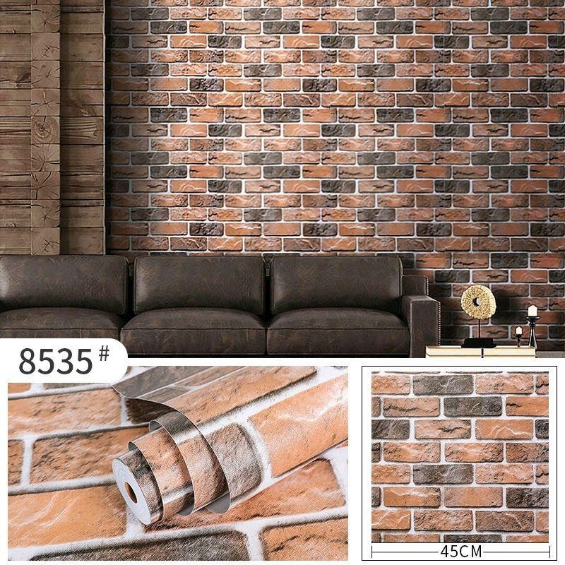 Wallpaper Sticker Dinding MOTIF Batu Bata Warna Coklat Classic Aesthetic