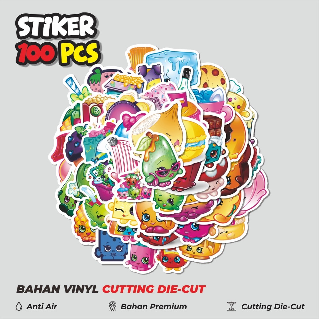 

Terbaru! 50 pcs Stiker Shopkins Versi 1 Dekorasi Lucu Kreatif untuk Notebook, Skateboard, HP