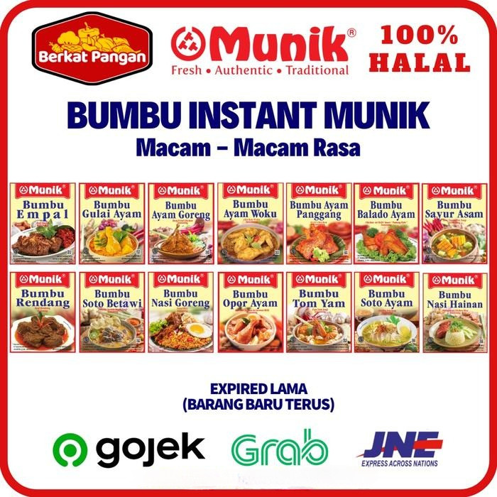 

Bumbu Instant Munik Soto Ayam / Rendang / Soto Betawi / Ayam Goreng / Ayam Panggang / Nasi Uduk / Nasi Hainam - Opor Ayam