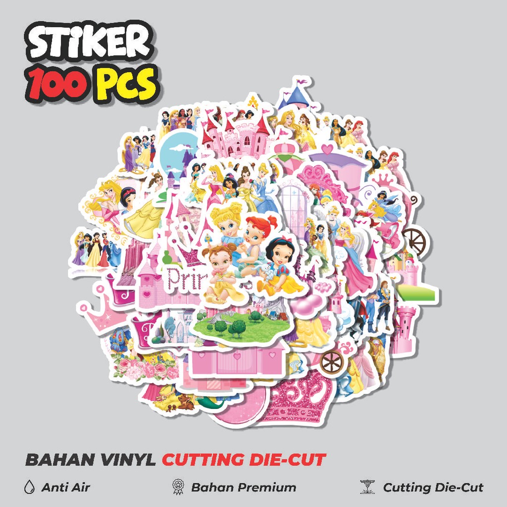 

Terbaru! 50 pcs Stiker Disney Princess Series 3 Dekorasi Lucu Kreatif untuk Notebook, Skateboard, HP