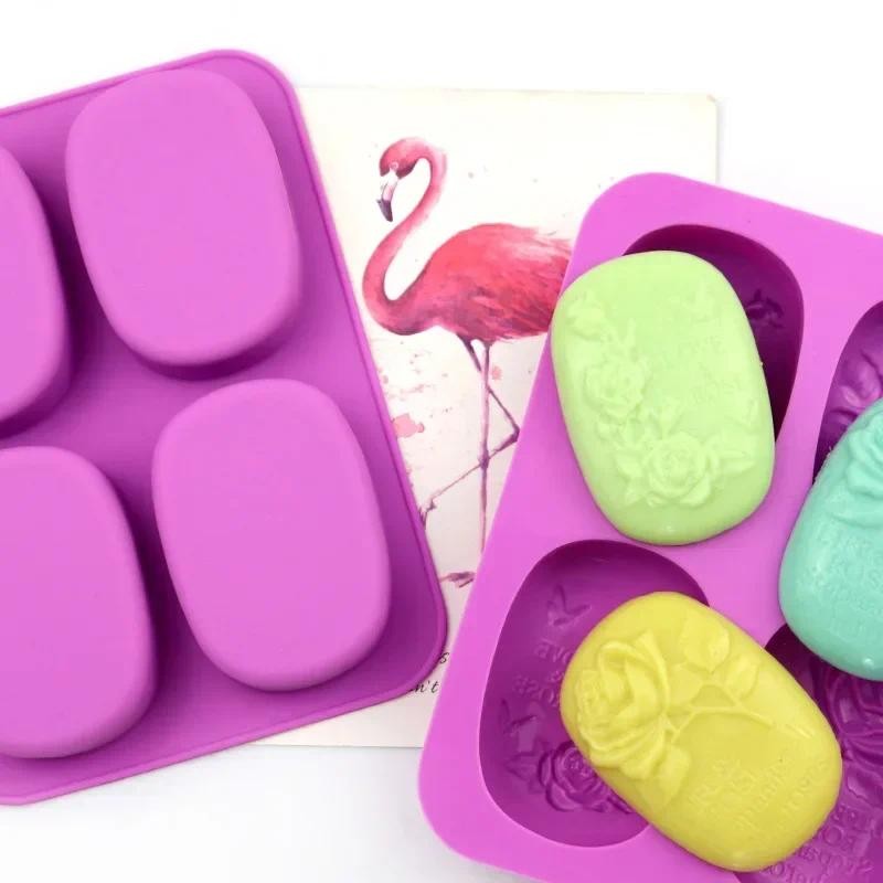 

Purple oval rose DIY handmade Silicone soap mold plaster Mold Rectangular Reusable Grade DIY Wax Candle Making Craft Supplie gif
