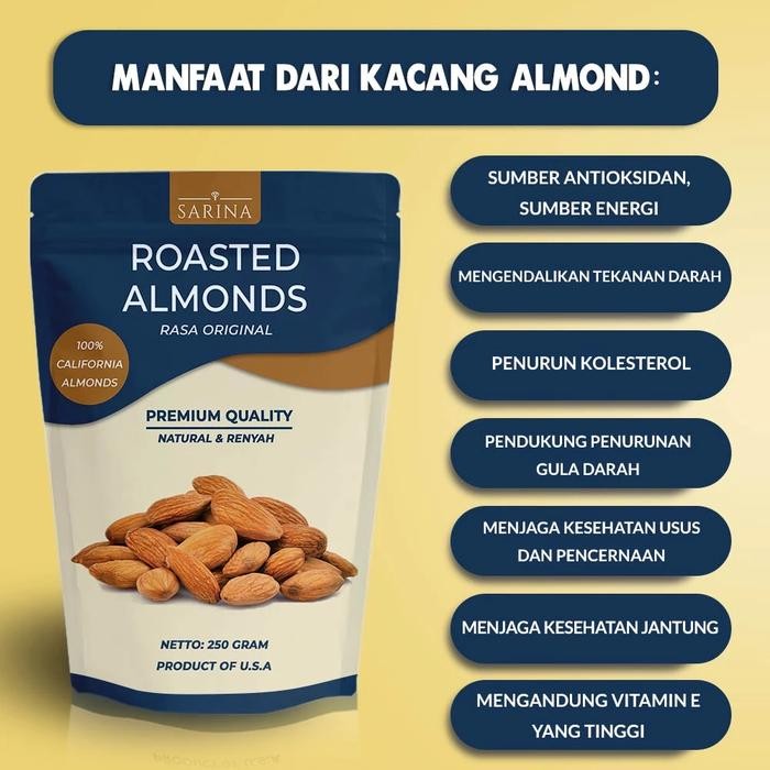 

Roasted Almond Premium - Kacang Almond Panggang - Camilan Sehat Almond - 250gram