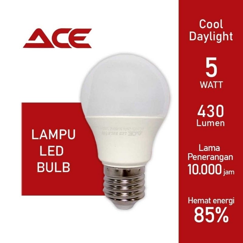 Lampu LED BULD ACE 5 watt  cahaya putih
