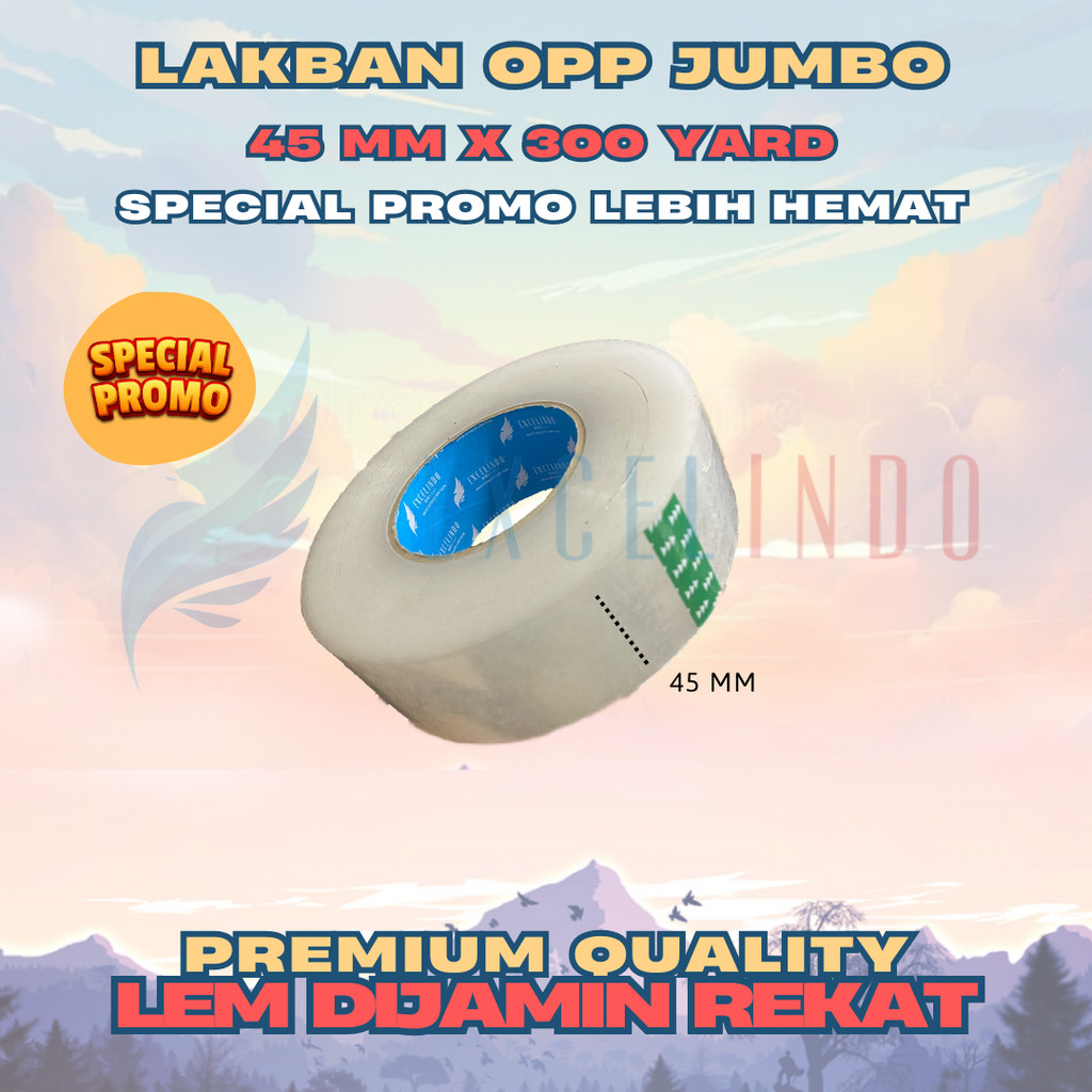 

(PROMO) EXCELINDO Lakban Jumbo 45mm x 300 yard REAL PREMIUM QUALITY