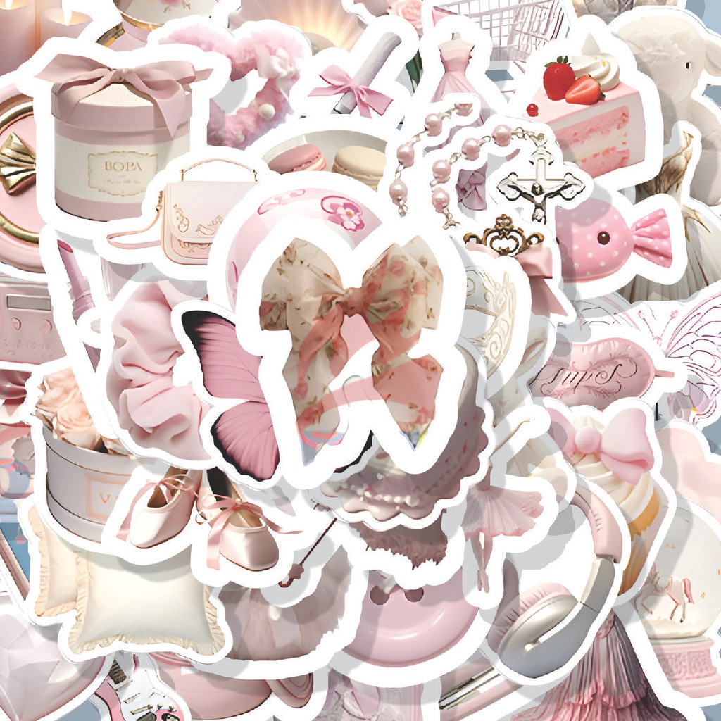 

100PCS Lucu Stiker Pink Ballet Style Stiker Aesthetic Stiker Anti Air Stikers Berperekat Waterproof sticker decal buat Motor Helm Buku Journal Koper Casing HP Laptop Botol Minum Hadiah anak