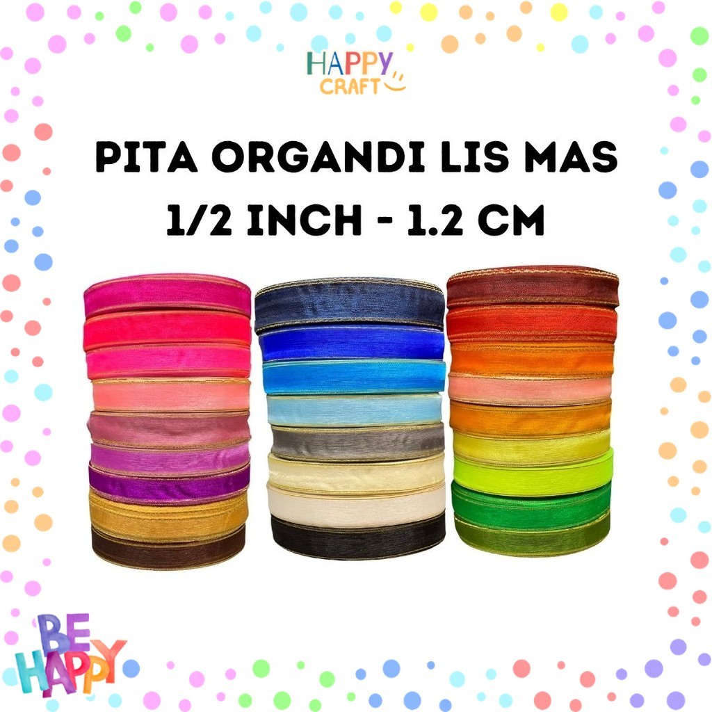 

Pita Organdi List Emas 1/2 inch (1,2 cm)