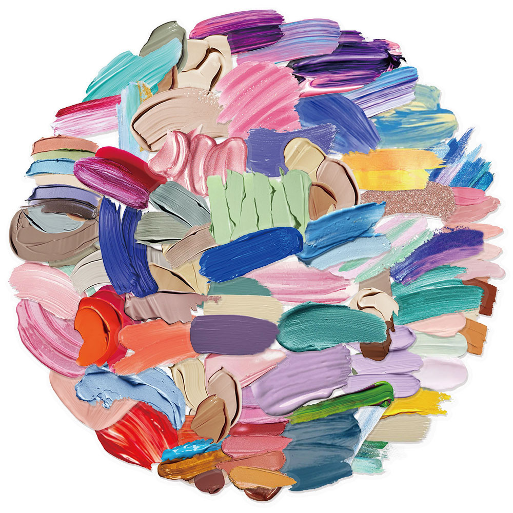 

60PCS Rainbow Color Palette Graffiti Stickers DIY Handbooks, Phone Cases, Laptops, Water Cups, PET Waterproof Stickers