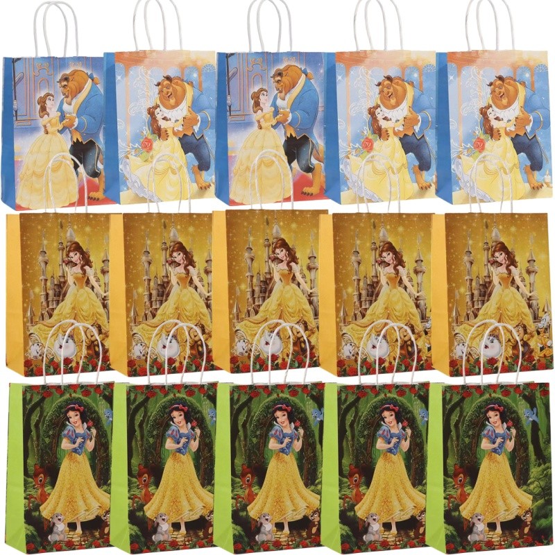 

6/24pcs Disney Beauty And Beast Paper Candy Bag Box Kids Birthday Party Decor Princess Snow White Belle Gift Box Baby Shower Sup