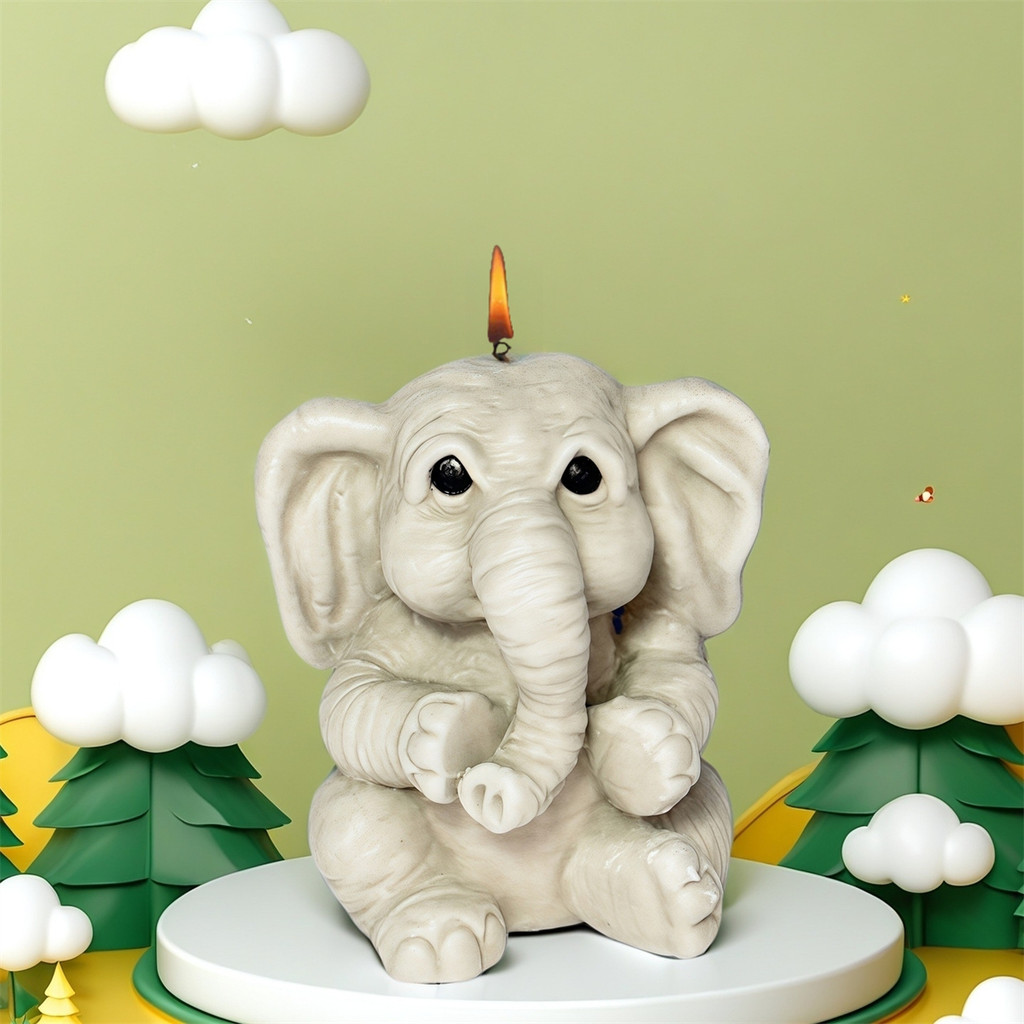 

3D Elephant Candle Silicone Mold Cute Elephant Shaped Scented Plaster Resin Crafts Mold DIY Sitting Posture Elephant Mold Decor
