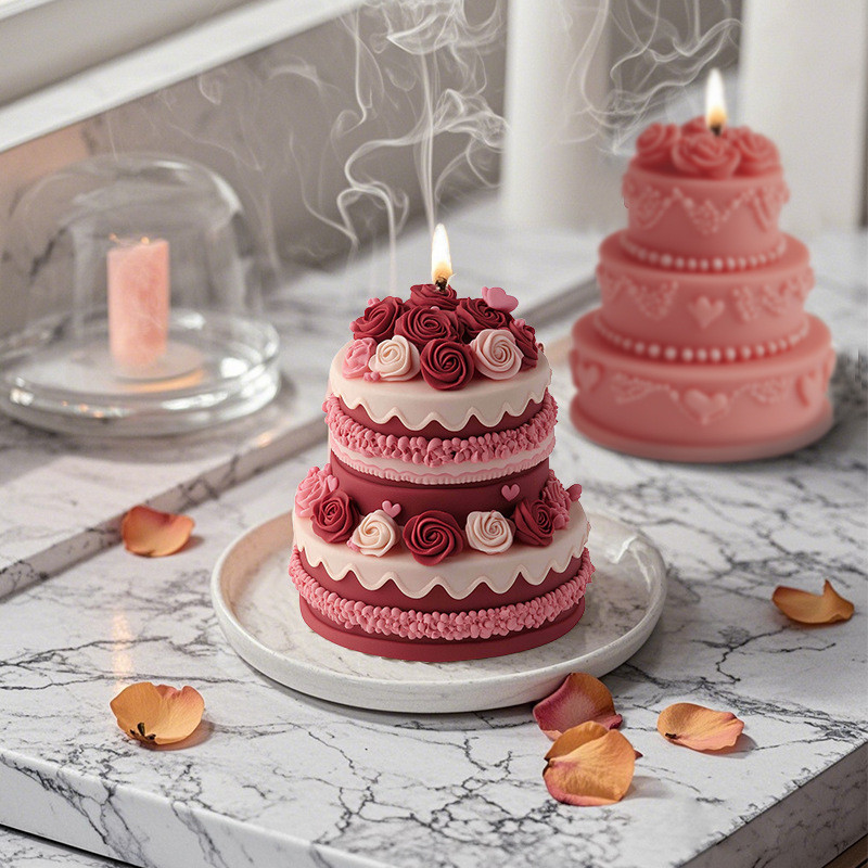 

3D Pearl Cake Candle Silicone Mold Handmade Creative Rose Aromatherapy Cream Resin Soap Mold Small Birthday Cake Baking Kit