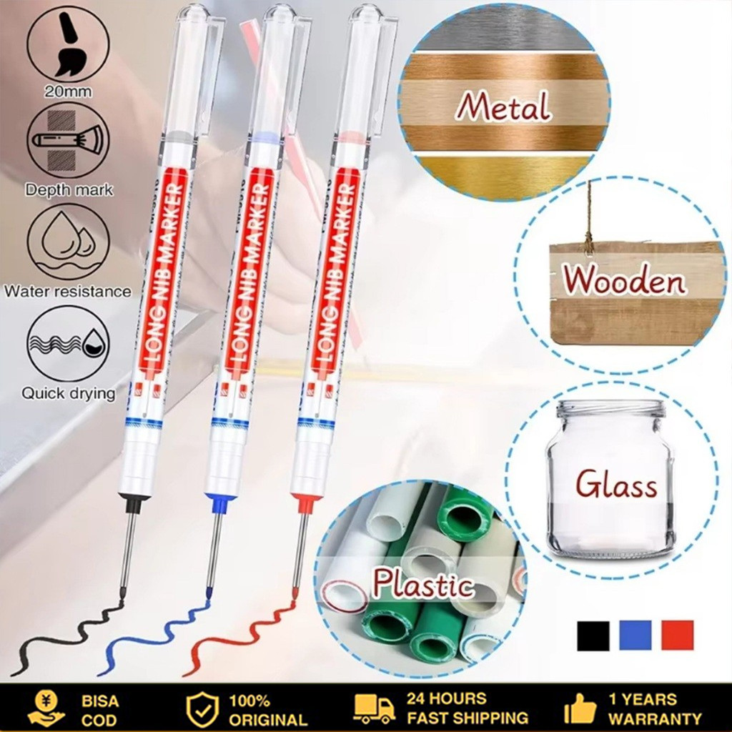 

10Buah Anti Air Spidol Kepala Panjang Multiguna Long Nib Marker Long Head Marker Untuk Tukang COD