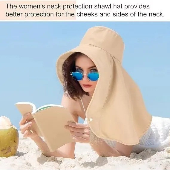 Topi Muslim Pelindung Matahari Selendang Besar untuk Wanita Topi Pinggiran Lebar Topi Umbroh