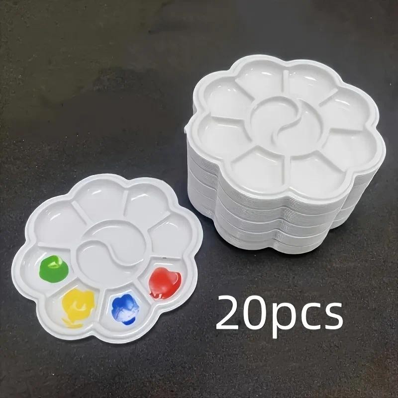 

20/30PCS Mini flower-shaped plastic paint palette - Artistic painting tray, mixed with watercolor, acrylic and gouache pigments
