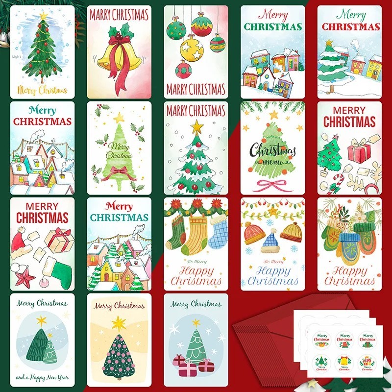 

Greeting Cards Handwritten Message Party Invitations Postcards Blessing Cards Set of 18 Holiday Party Supplies