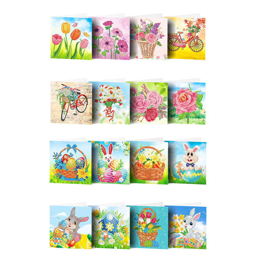 

8pcs DIY Rhinestone Diamond Art Mosaic Postcards Festival Theme Diamond Art Greeting Cards Thank You Cards and Holiday Blessings