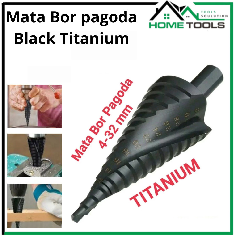 Mata Bor Pagoda 4-32MM Mata Bor Untuk Baja Keras Pagoda Titanium Mata Bor Besi Baja Black Titanium