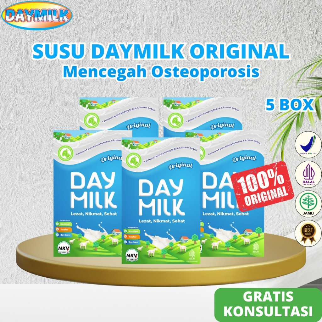 

Daymilk Original 5 Box - Susu Kambing Etawa Mengatasi Nyeri Sendi Lutut Tulang Keropos Osteoporosis