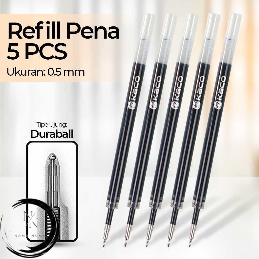 

Kaco Isi Refill Pena Pulpen Gel 0.5mm Tinta Hitam 5PCS for Kaco TURBO - K1618