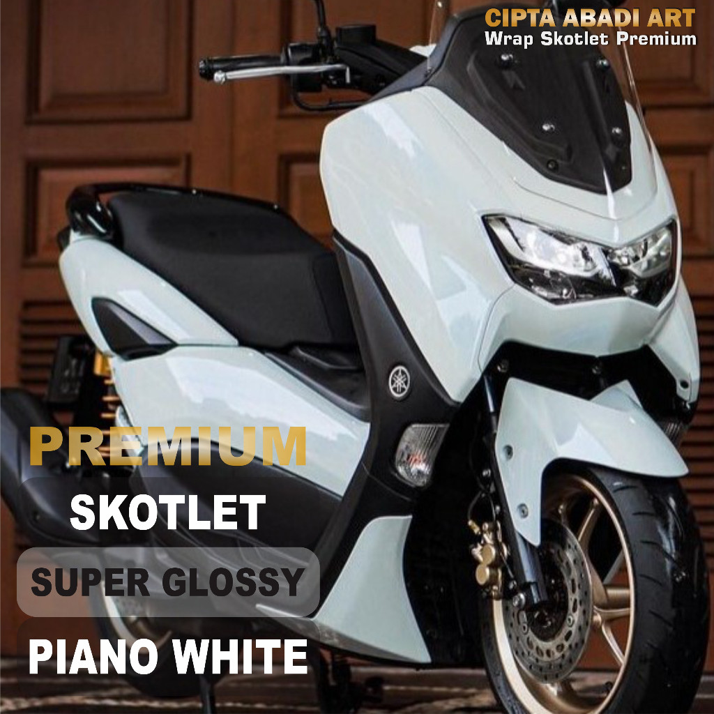 STIKER SKOTLET MOTOR PUTIH SUPER GLOSSY SERIES SCOTLET PREMIUM TEBAL MENGKILAT Premium