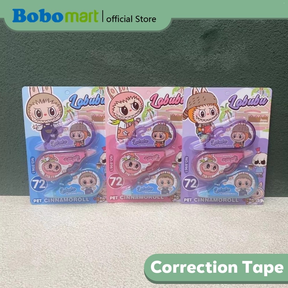 

BOBOMART Correction Tape Labubu Cinnamoroll NO.8961 – 1 Set Isi 3 Koreksi Lucu Anak Sekolah 72M
