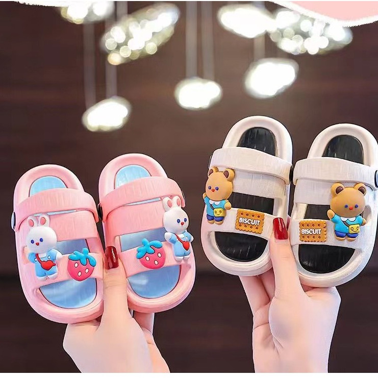 Sandal Anak Cowok Cewek Lucu Anti Slip Anti Licin Bahan Karet Jelly Umur 1-7 Tahun Terbaru