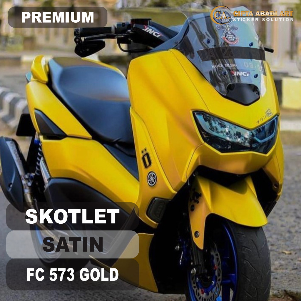 Sticker Skotlet Motor Matte Chrome Doff Metalik Kuning Emas Stiker Satin Krom Dop Gold Fanchi 50 cm