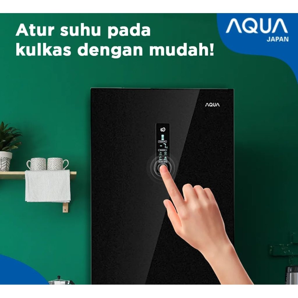 Kulkas 2 Pintu AQUA INVERTER AQR 350 RBG (BK) FREEZER BAWAH GARANSI