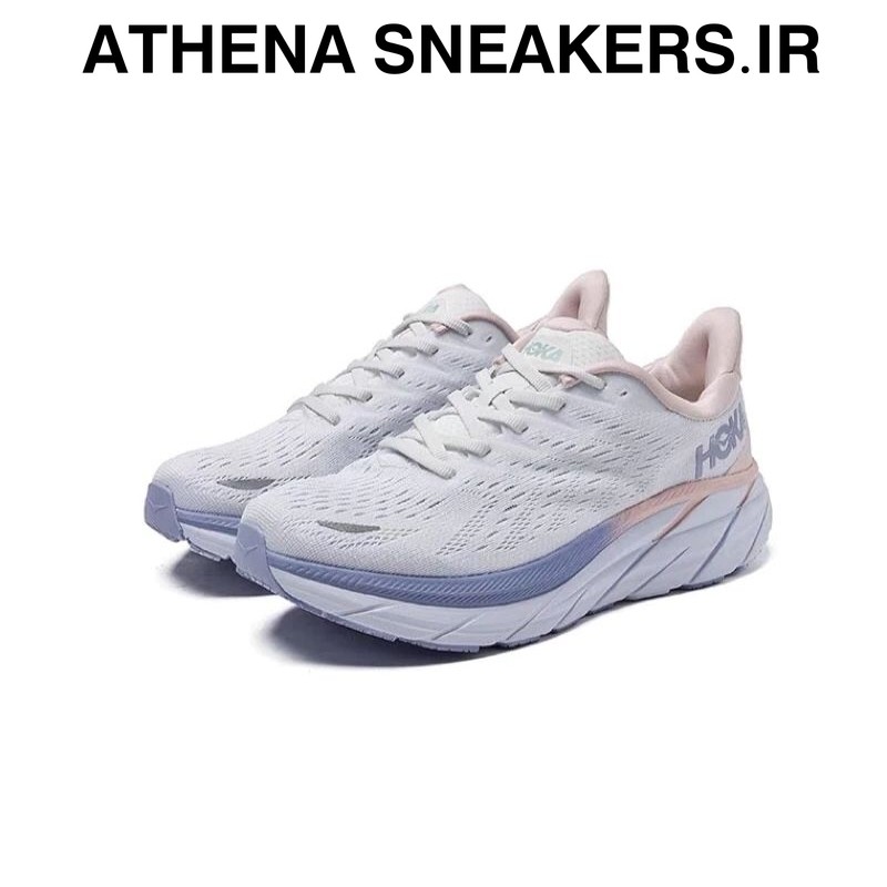 Sepatu Hoka Clifton 8 Women's Wide Running White Purple BNIB Original