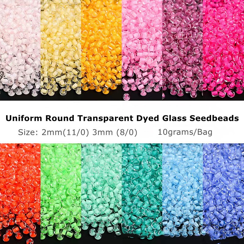 

2mm 3mm Transparent Inside Dyed Colours Czech Glass Beads Crystal Round Hole Seedbeads For DIY Jewelry Making Handmade DIY Craft