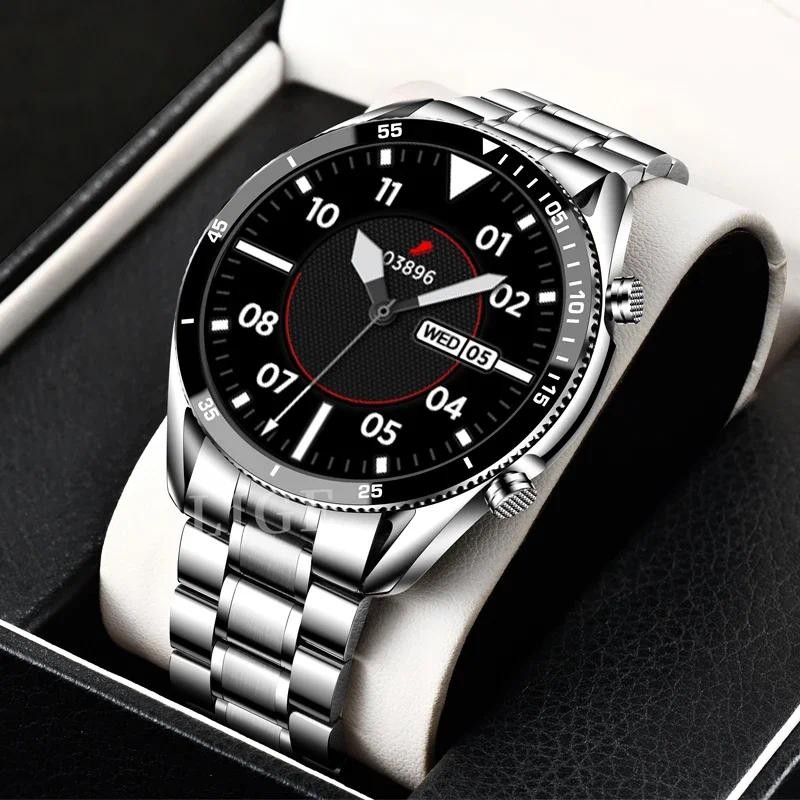 LIGE Luxury Steel Strip Mature Men Smartwatch Sport Fitness Watch Tracker Heart Monitor Waterproof S