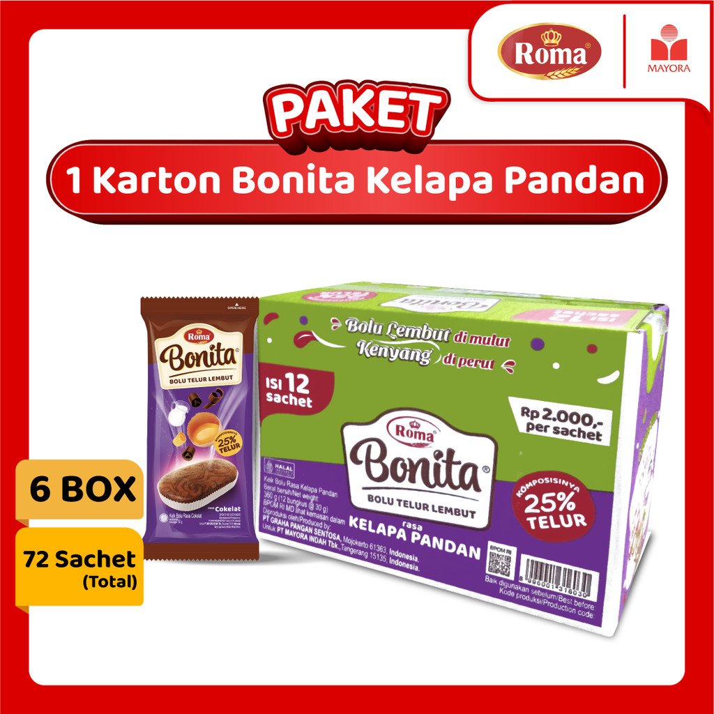 

Paket 1 Karton Roma Bonita Kelapa Pandan