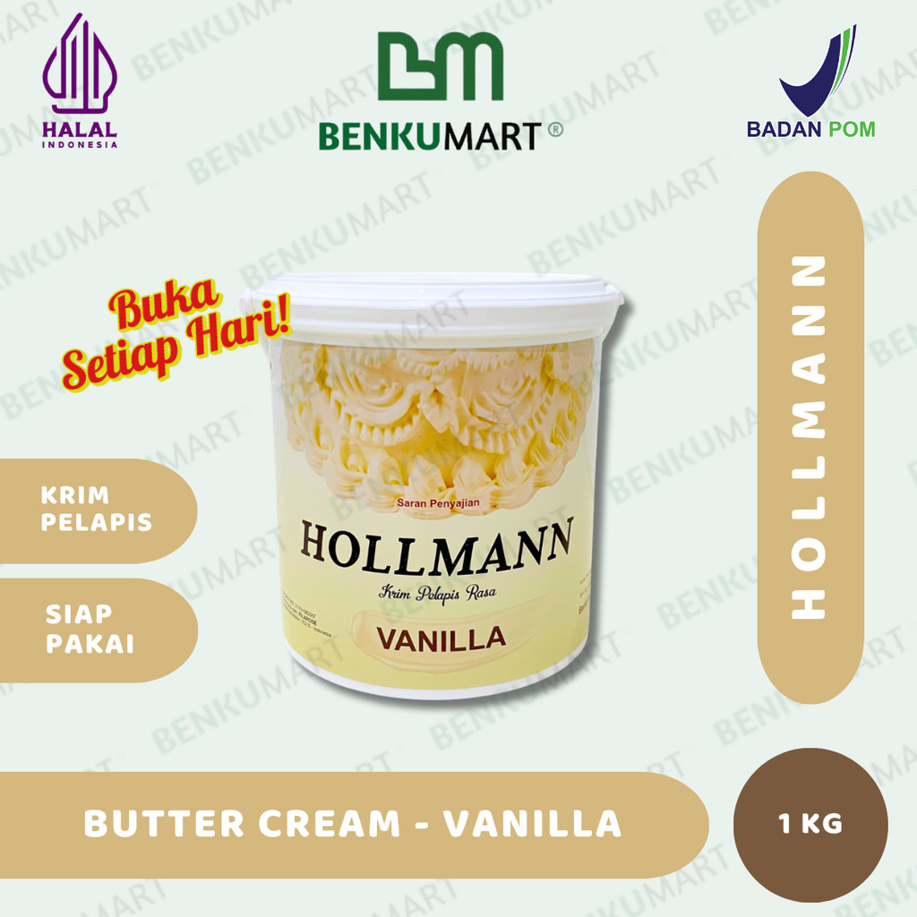 

Hollman Butter Cream Vanilla (1 Kg) | Hollmann Buttercream BTC Vanila / Original