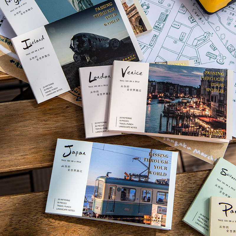 

Yoonfun 50Sheets/pack Vintage Memo Pads Decal Sticky Notes for Journal Scrapbooking Material Paper Kawaii Notepad Diary Planner